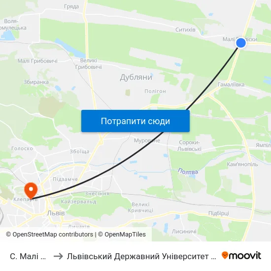 С. Малі Підліски to Львівський Державний Університет Безпеки Життєдіяльності map