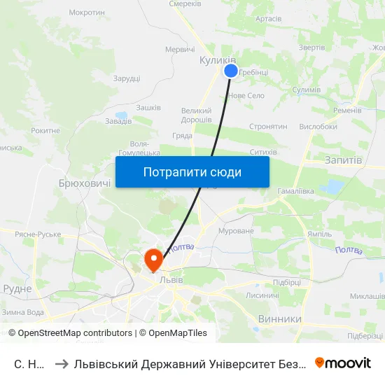 С. Надичі to Львівський Державний Університет Безпеки Життєдіяльності map