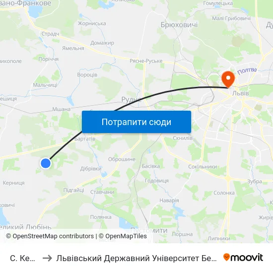 С. Керниця to Львівський Державний Університет Безпеки Життєдіяльності map