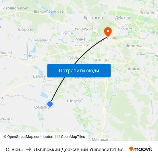 С. Якимчиці to Львівський Державний Університет Безпеки Життєдіяльності map