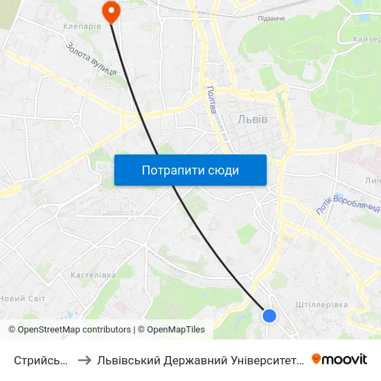 Стрийський Парк to Львівський Державний Університет Безпеки Життєдіяльності map