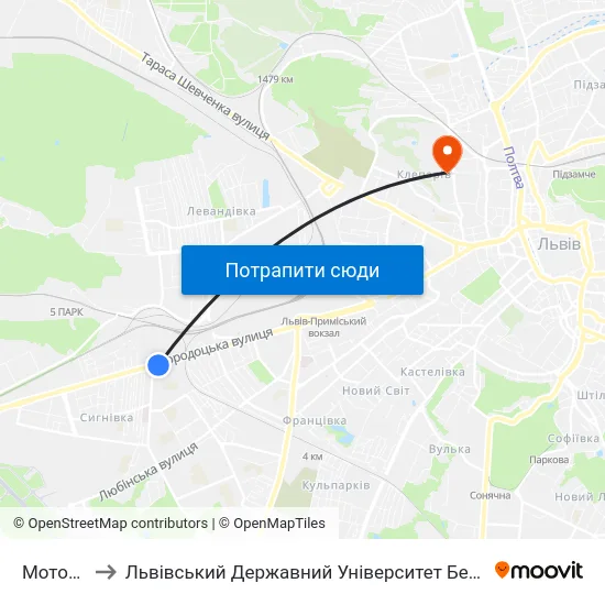 Мотозавод to Львівський Державний Університет Безпеки Життєдіяльності map