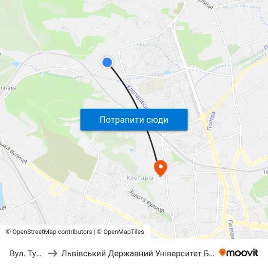 Вул. Тунельна to Львівський Державний Університет Безпеки Життєдіяльності map
