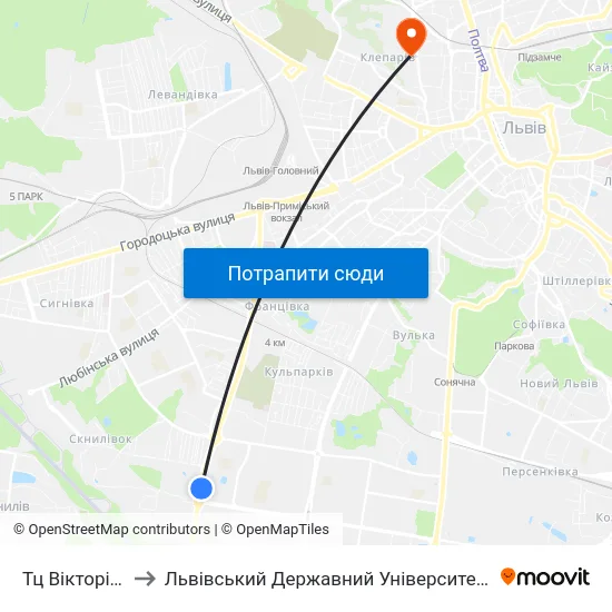Тц Вікторія Гарденс to Львівський Державний Університет Безпеки Життєдіяльності map