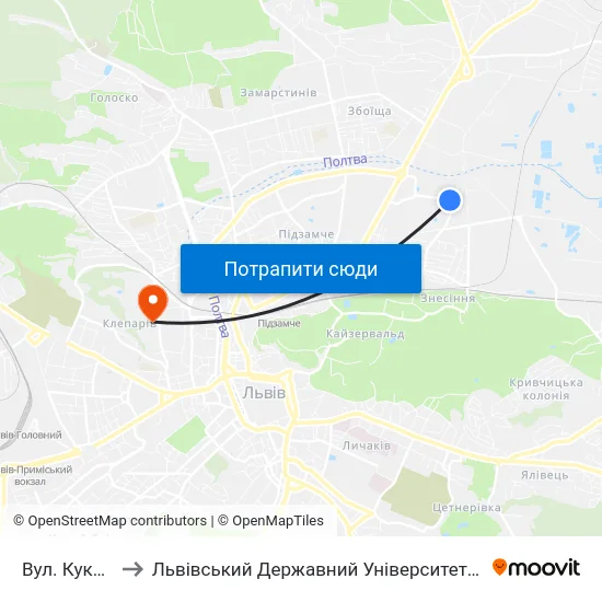 Вул. Кукурудзяна to Львівський Державний Університет Безпеки Життєдіяльності map