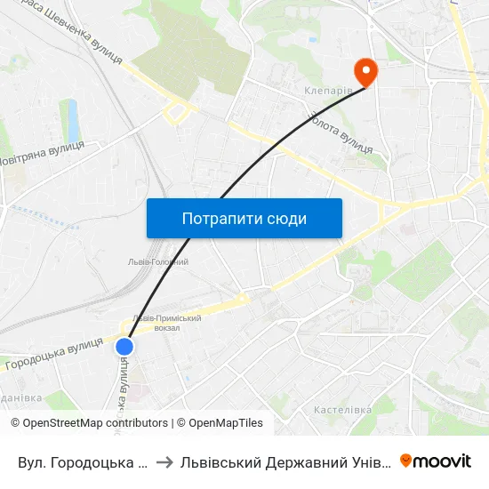 Вул. Городоцька - Вул. Кульпарківська to Львівський Державний Університет Безпеки Життєдіяльності map