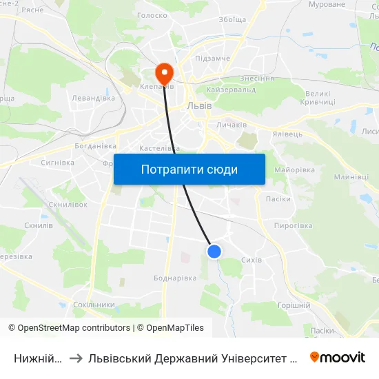 Нижній Шувар to Львівський Державний Університет Безпеки Життєдіяльності map