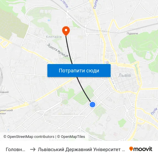 Головна Пошта to Львівський Державний Університет Безпеки Життєдіяльності map