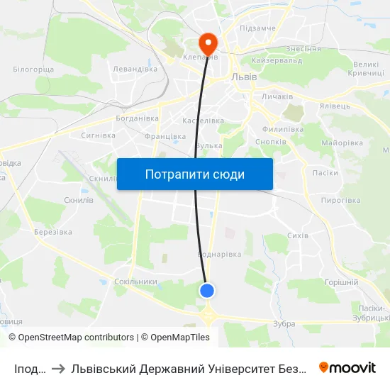Іподром to Львівський Державний Університет Безпеки Життєдіяльності map