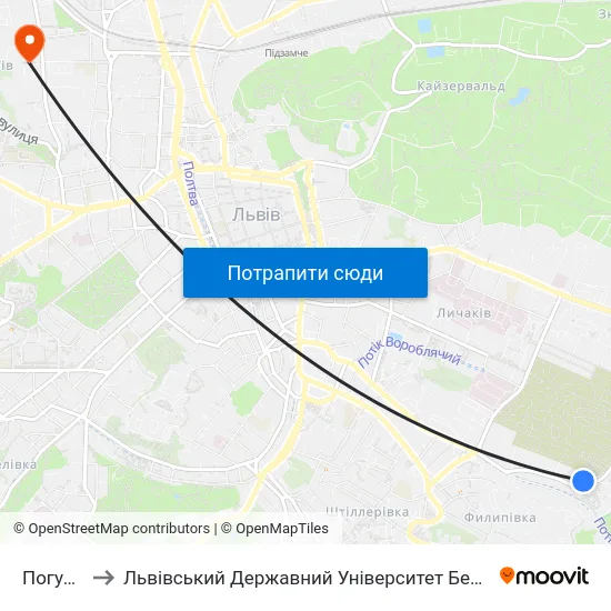 Погулянка to Львівський Державний Університет Безпеки Життєдіяльності map
