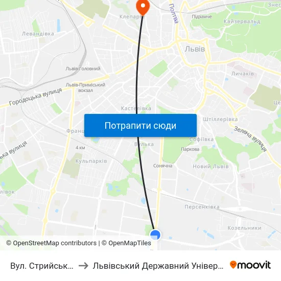Вул. Стрийська / Вул. Наукова to Львівський Державний Університет Безпеки Життєдіяльності map