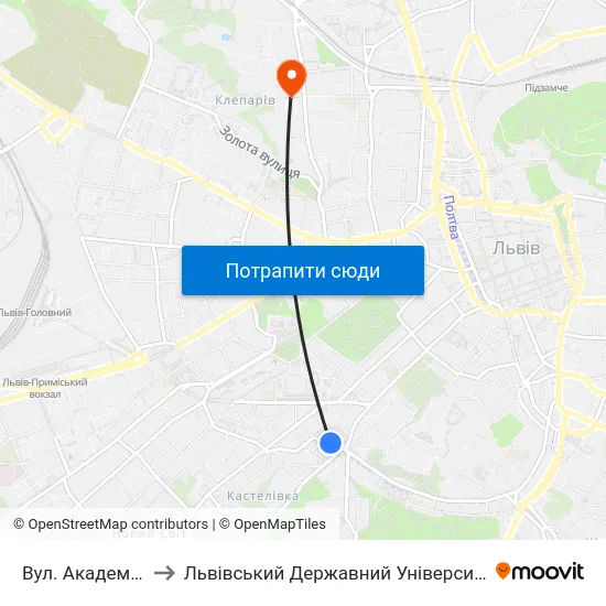 Вул. Академіка Сахарова to Львівський Державний Університет Безпеки Життєдіяльності map