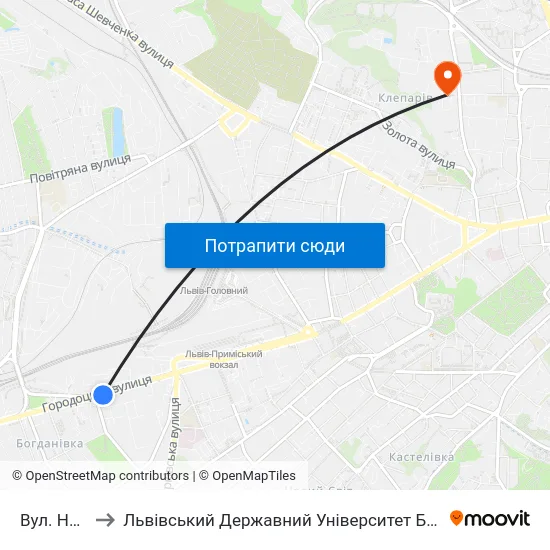 Вул. Народна to Львівський Державний Університет Безпеки Життєдіяльності map