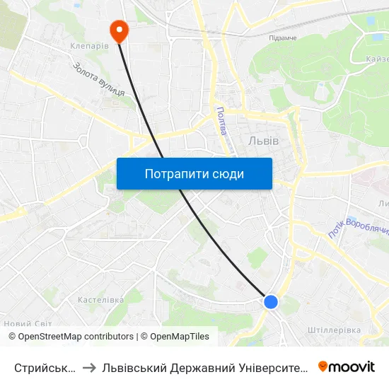 Стрийський Ринок to Львівський Державний Університет Безпеки Життєдіяльності map