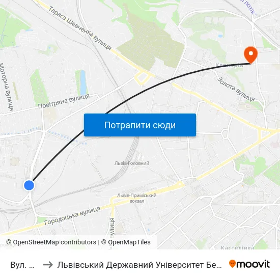 Вул. Сяйво to Львівський Державний Університет Безпеки Життєдіяльності map