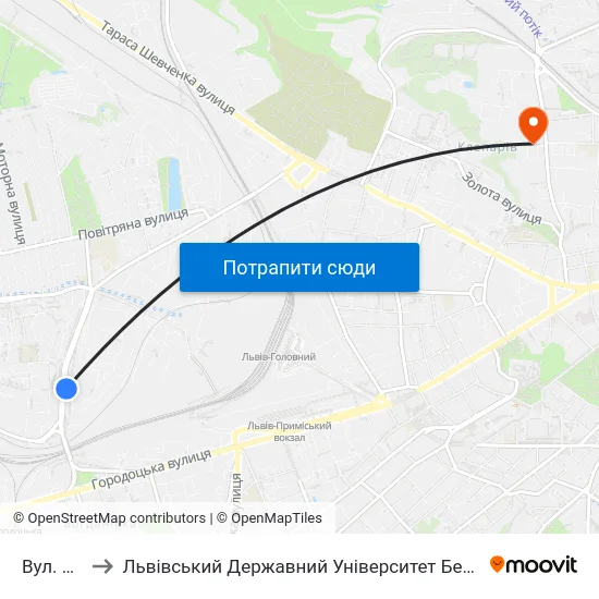 Вул. Сяйво to Львівський Державний Університет Безпеки Життєдіяльності map