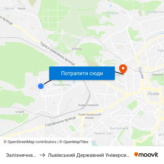 Залізнична Поліклініка to Львівський Державний Університет Безпеки Життєдіяльності map