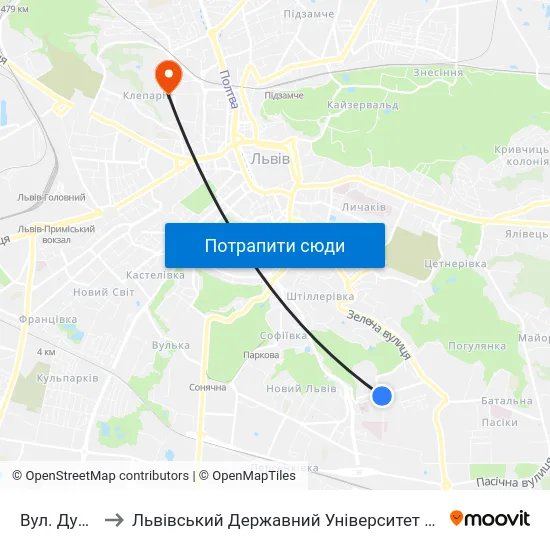 Вул. Дунайська to Львівський Державний Університет Безпеки Життєдіяльності map