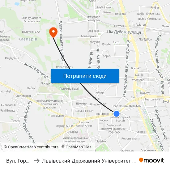 Вул. Городоцька to Львівський Державний Університет Безпеки Життєдіяльності map