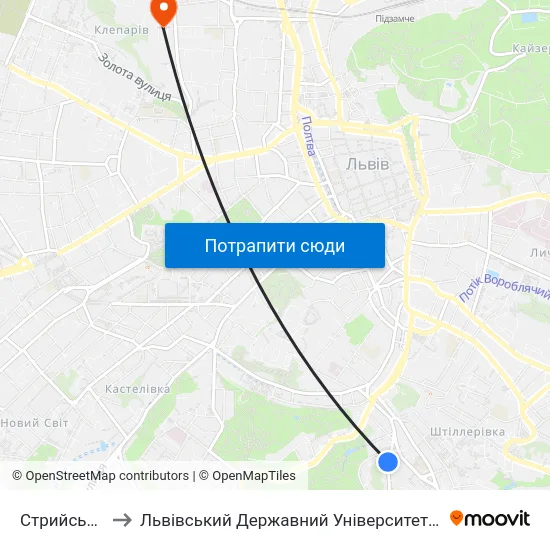 Стрийський Парк to Львівський Державний Університет Безпеки Життєдіяльності map