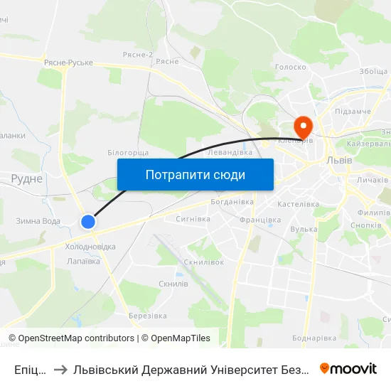 Епіцентр to Львівський Державний Університет Безпеки Життєдіяльності map