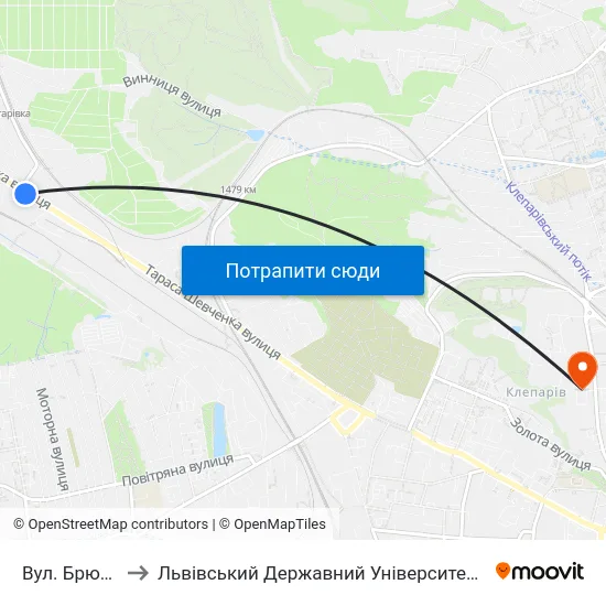 Вул. Брюховицька to Львівський Державний Університет Безпеки Життєдіяльності map