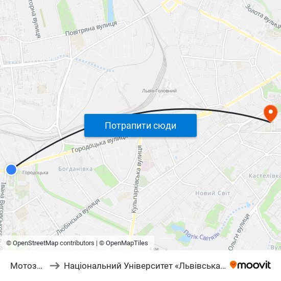 Мотозавод to Національний Університет «Львівська Політехніка» map