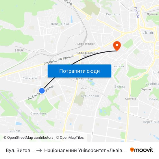 Вул. Виговського to Національний Університет «Львівська Політехніка» map