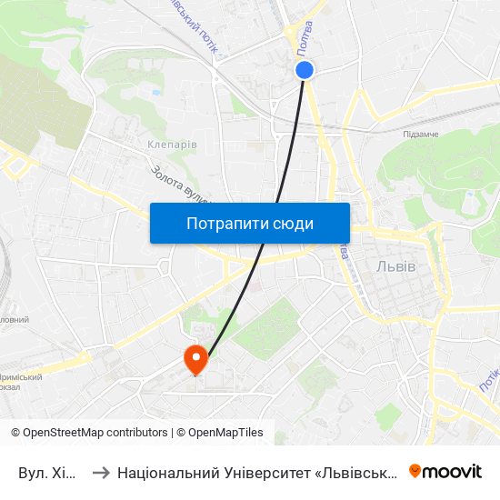 Вул. Хімічна to Національний Університет «Львівська Політехніка» map