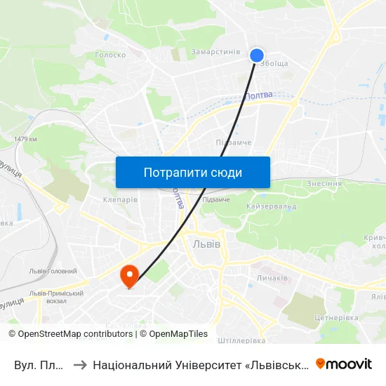 Вул. Плугова to Національний Університет «Львівська Політехніка» map