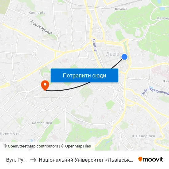 Вул. Руська to Національний Університет «Львівська Політехніка» map