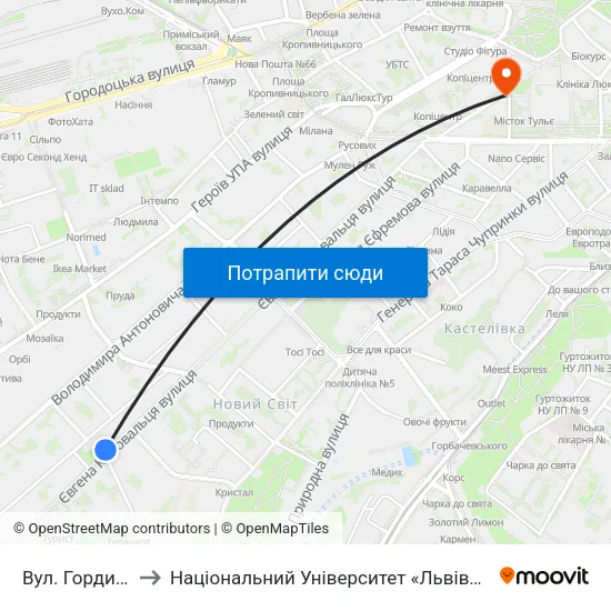 Вул. Гординських to Національний Університет «Львівська Політехніка» map