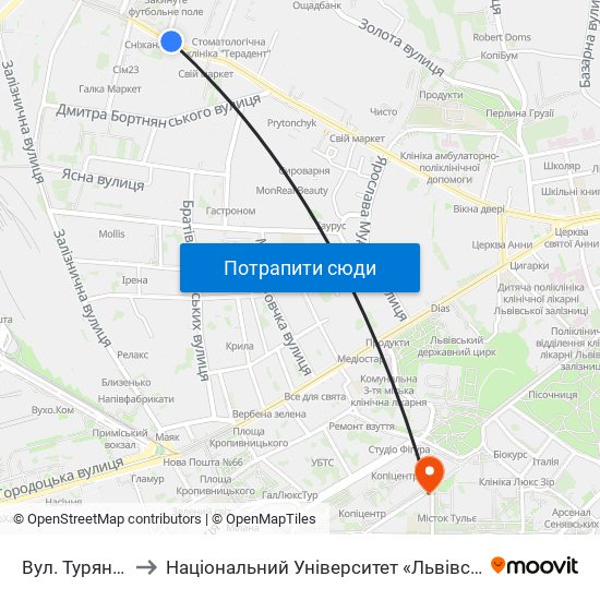 Вул. Турянського to Національний Університет «Львівська Політехніка» map
