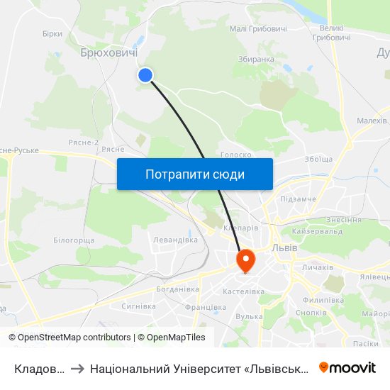 Кладовище to Національний Університет «Львівська Політехніка» map