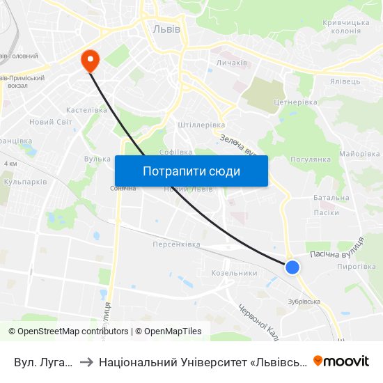 Вул. Луганська to Національний Університет «Львівська Політехніка» map