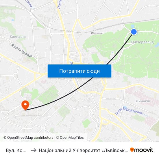 Вул. Кордуби to Національний Університет «Львівська Політехніка» map