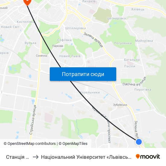 Станція Сихів to Національний Університет «Львівська Політехніка» map