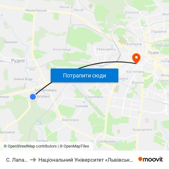 С. Лапаївка to Національний Університет «Львівська Політехніка» map