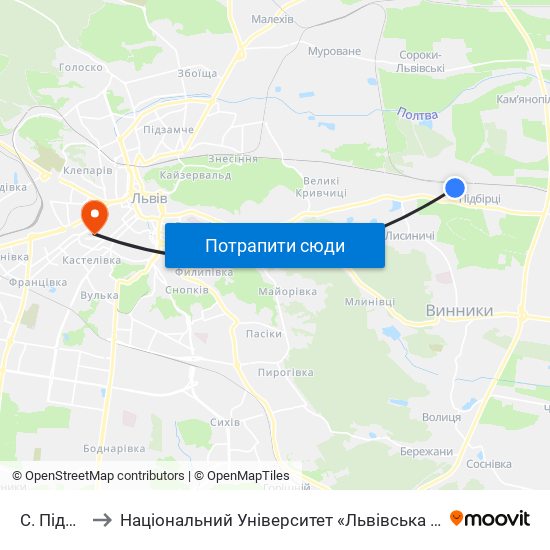 С. Підбірці to Національний Університет «Львівська Політехніка» map