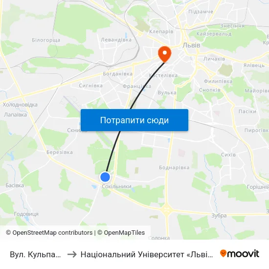 Вул. Кульпарківська to Національний Університет «Львівська Політехніка» map