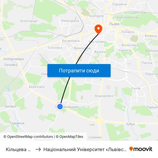 Кільцева Дорога to Національний Університет «Львівська Політехніка» map