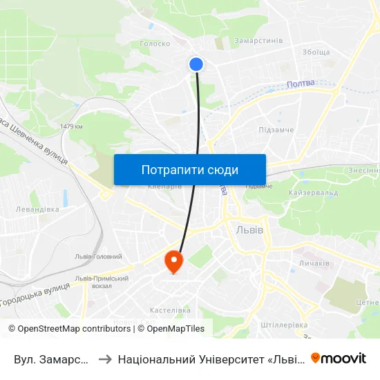 Вул. Замарстинівська to Національний Університет «Львівська Політехніка» map