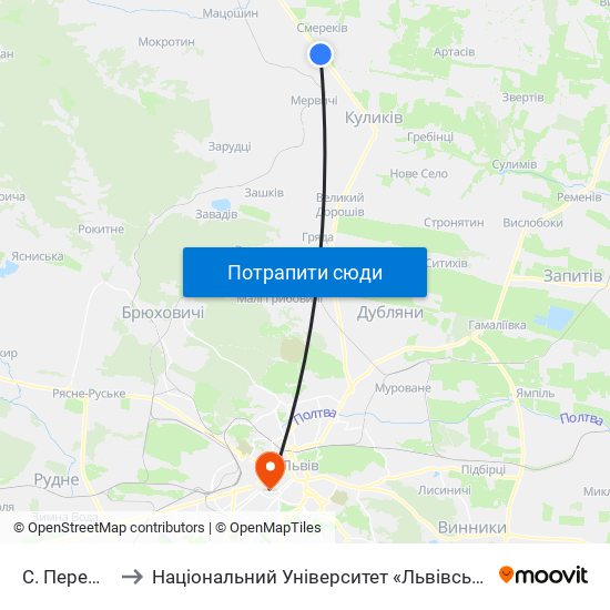 С. Перемивки to Національний Університет «Львівська Політехніка» map