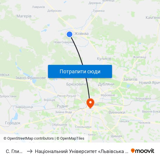 С. Глинськ to Національний Університет «Львівська Політехніка» map