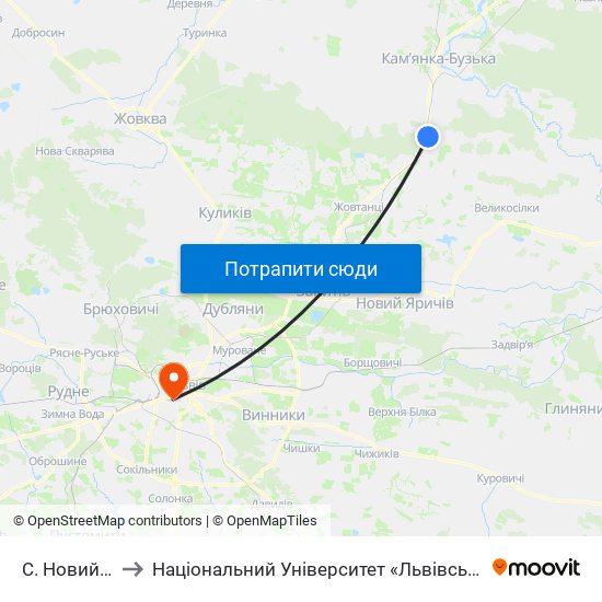 С. Новий Став to Національний Університет «Львівська Політехніка» map