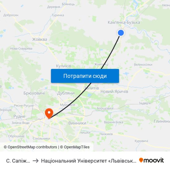 С. Сапіжанка to Національний Університет «Львівська Політехніка» map