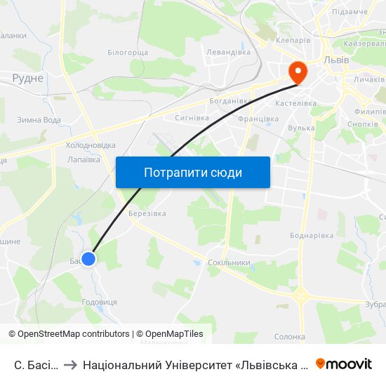 С. Басівка to Національний Університет «Львівська Політехніка» map