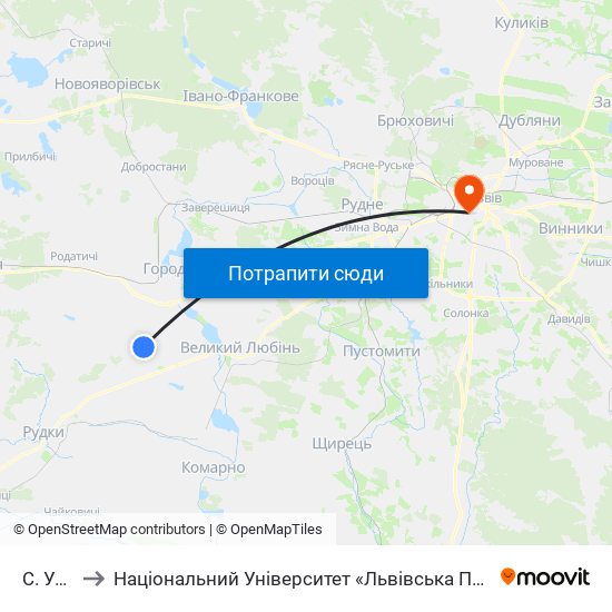 С. Угри to Національний Університет «Львівська Політехніка» map