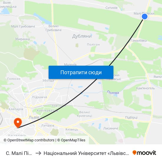 С. Малі Підліски to Національний Університет «Львівська Політехніка» map