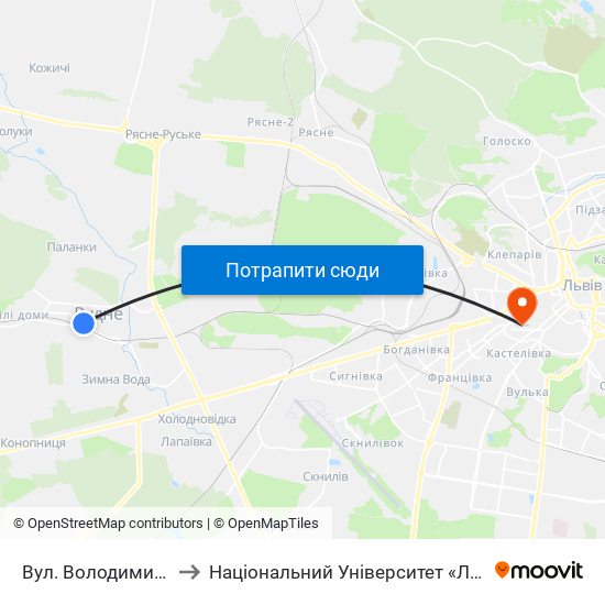 Вул. Володимира Великого to Національний Університет «Львівська Політехніка» map